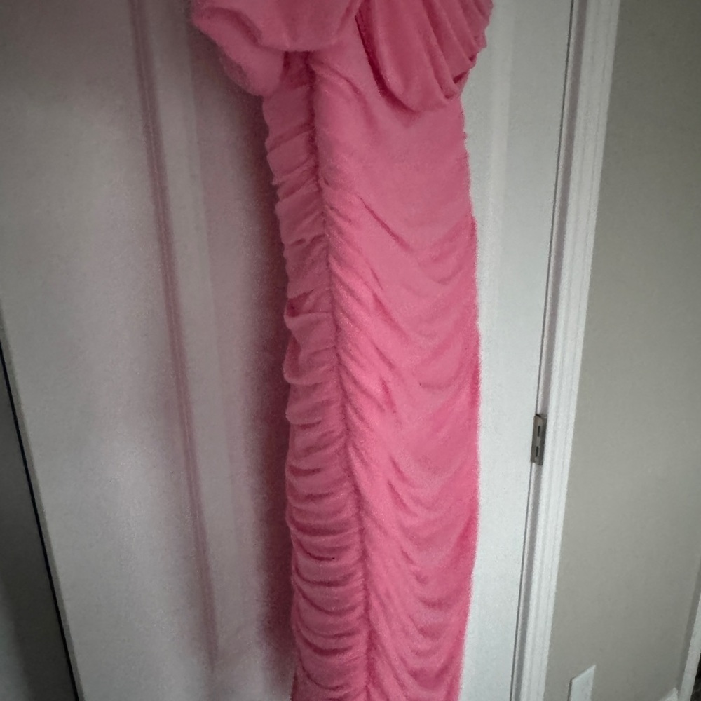 Pink Ruched Bodycon Midi Dress - Picture 3 of 4